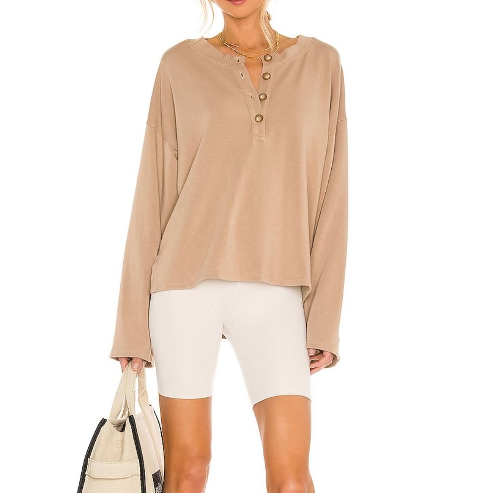 Lovers + Friends | Hailey Henley Sweatshirt in Oat Brown